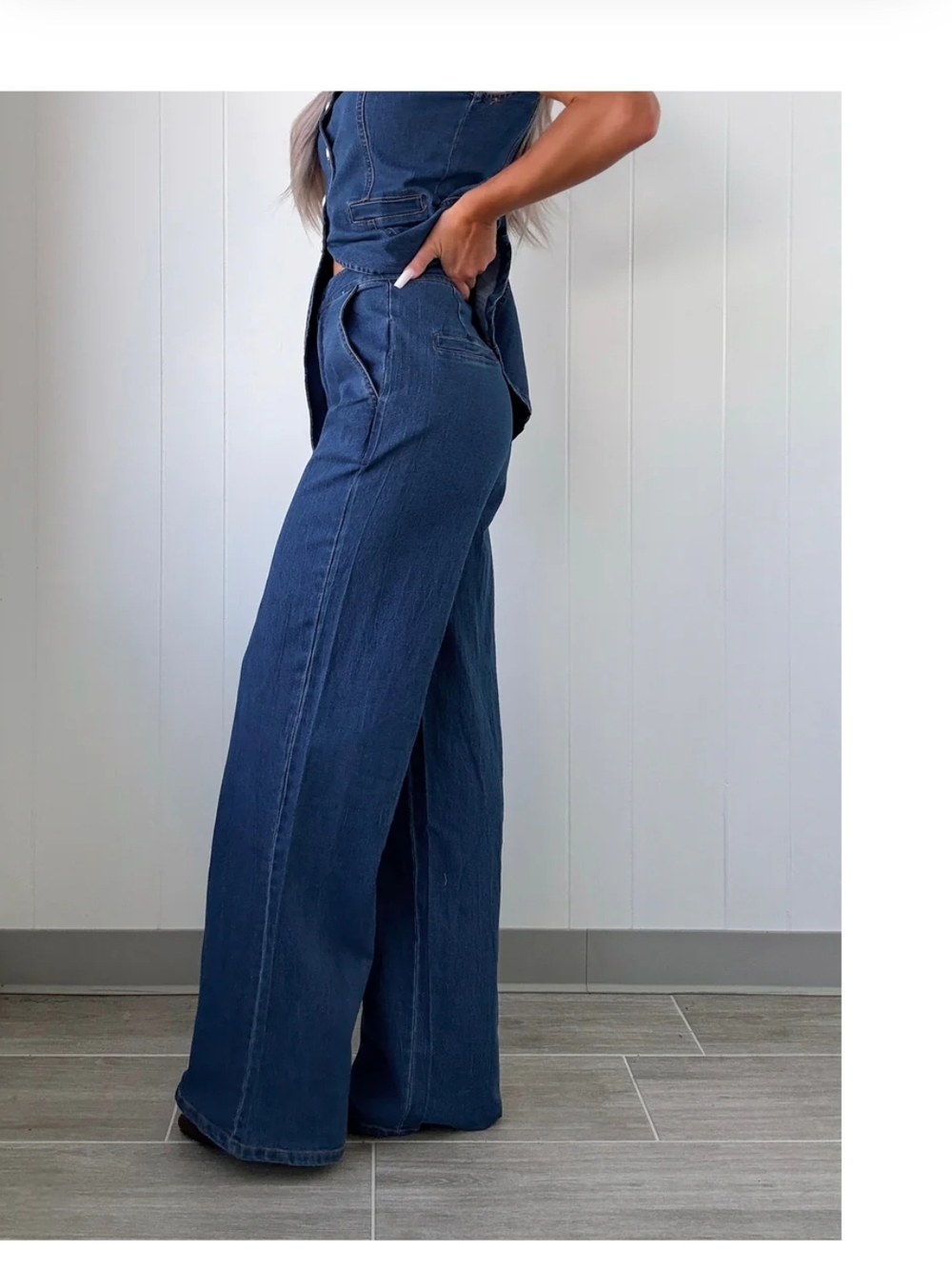#98098 🛑S,M,L HIGH END Fabulous Trendy Viral Denim Vest 2pc Set - Picture 7 of 9